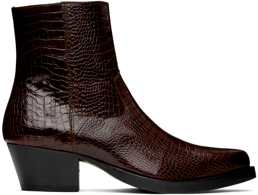 Brown Crocodile Western Boots