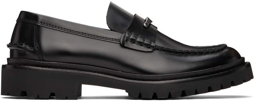 Black Frezza Leather Loafers