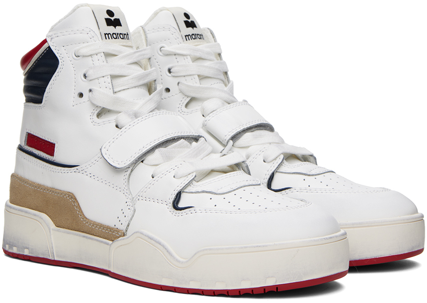 ISABEL MARANT WHITE & NAVY ALSEEH HIGH SNEAKERS 