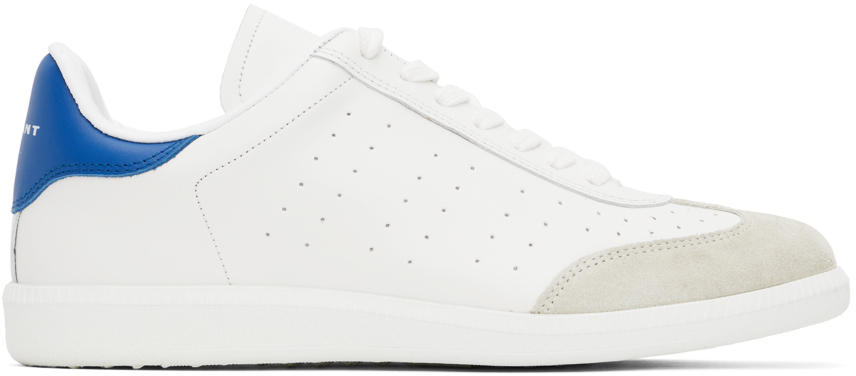 Shop Isabel Marant White Brycy Sneakers In 30eb Electric Blue
