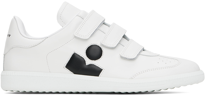 Isabel Marant White Bethy Logo Leather Sneakers In Whbk White/black