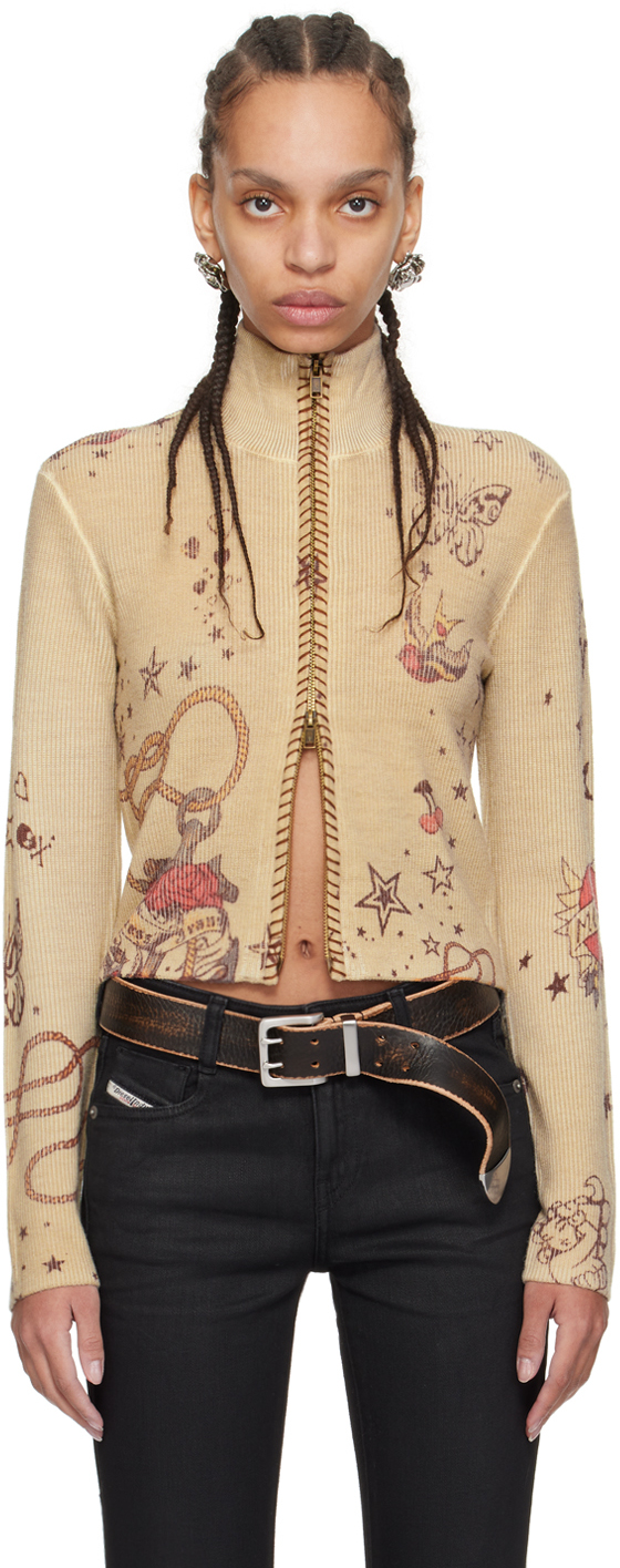 Shop Guess Usa Taupe Printed Sweater In F05g Grayson Tan