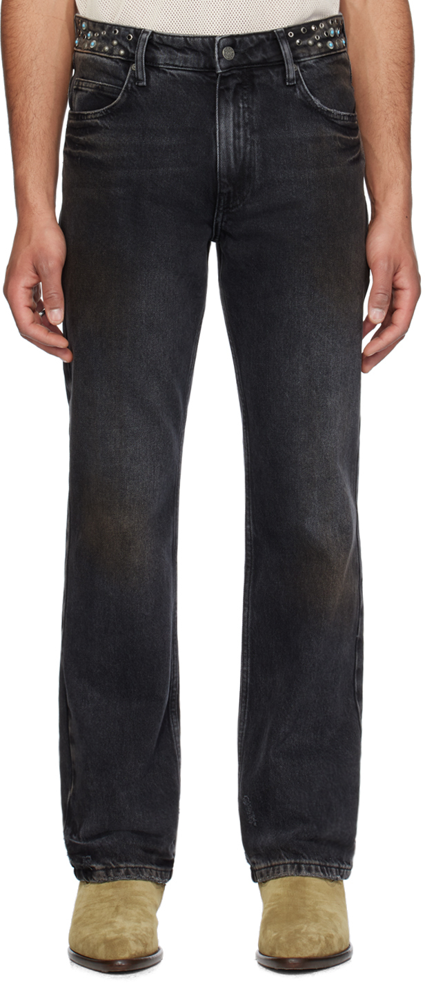 Shop Guess Usa Black Embellished Jeans In Guab Aged Black Wash