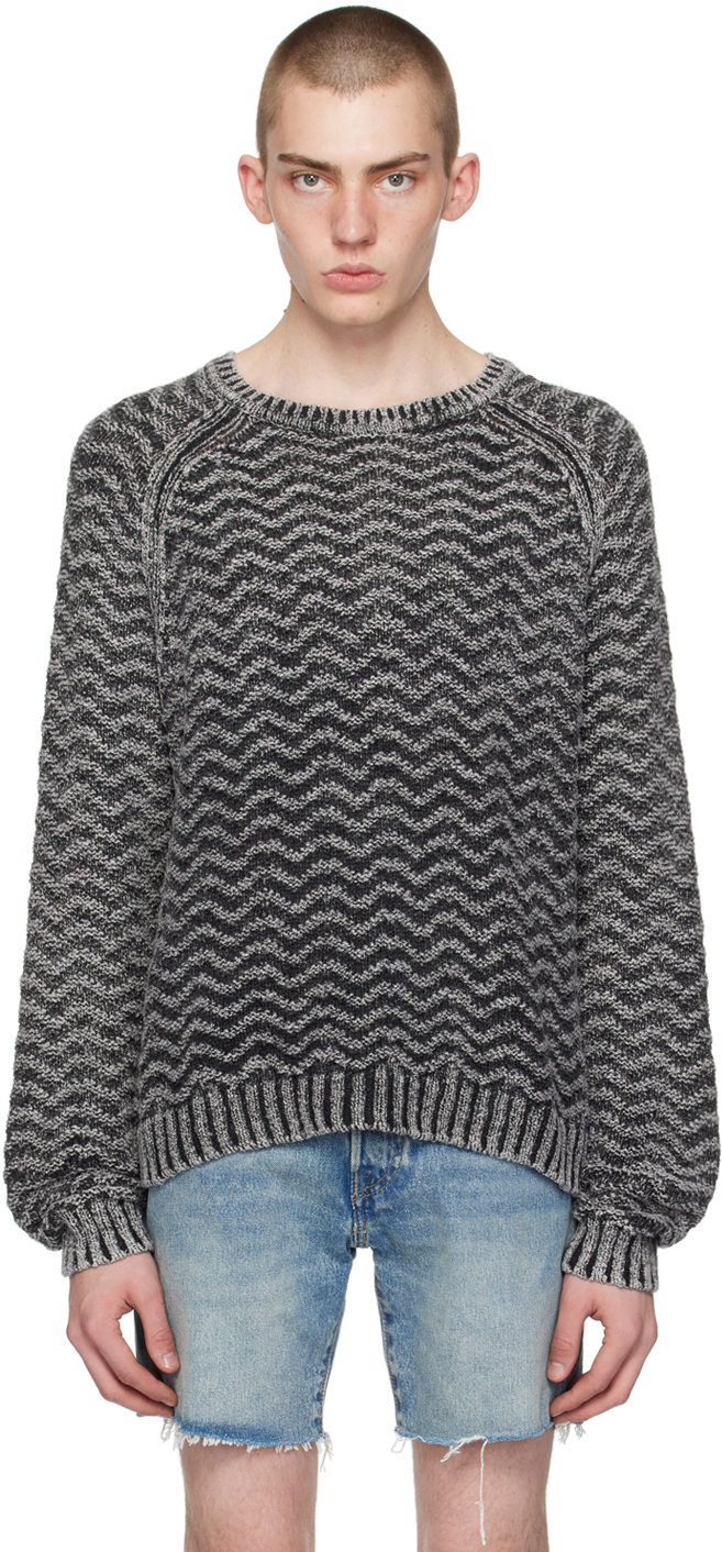 Shop Guess Usa Gray Herringbone Sweater In F9ck Washed Out Blac