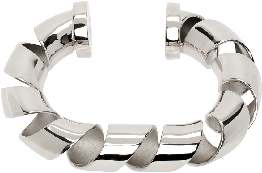 Shop Rabanne Silver Xl Link Twist Bracelet In P040 Silver