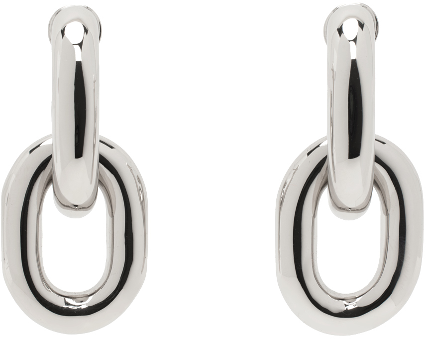 Rabanne Silver Xl Link Double Hoop Earrings In P040 Silver