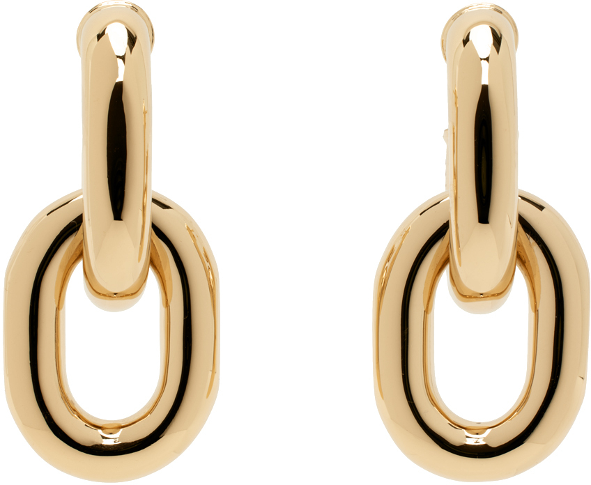 Gold XL Link Double Hoop Earrings