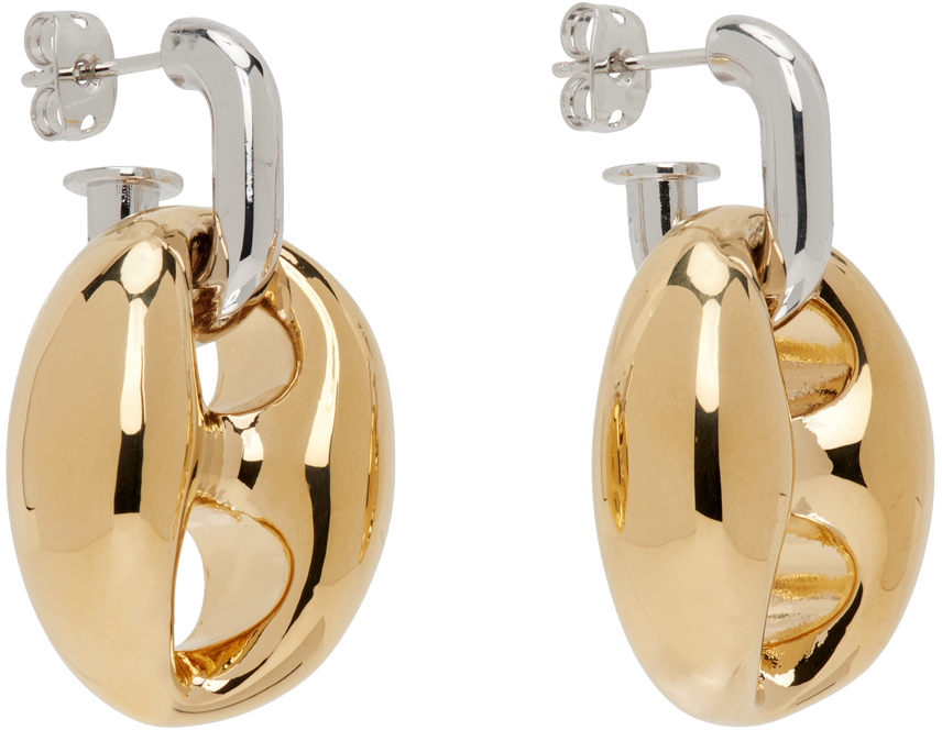 ★Rabanne★ ゴールド＆シルバー Eight チャンキー ピアス Rabanne: ゴールド＆シルバー Eight チャンキー ピアス | SSENSE