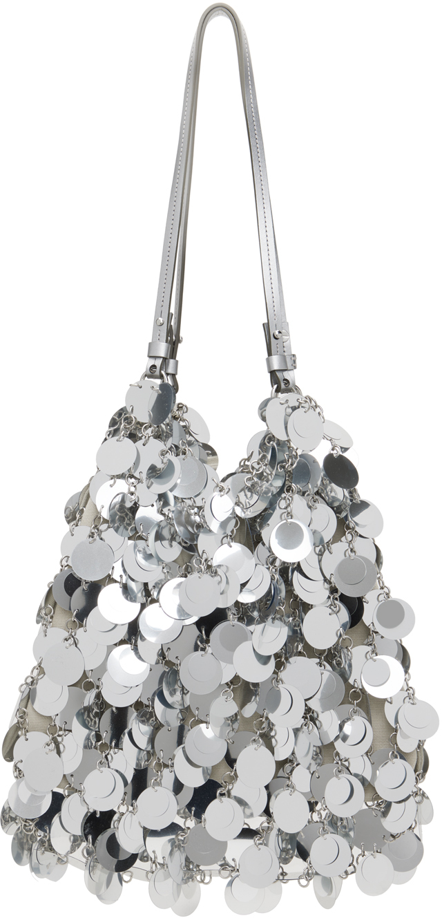 Shop Rabanne Silver Large Sparkle Disc Tote In P040 Silver