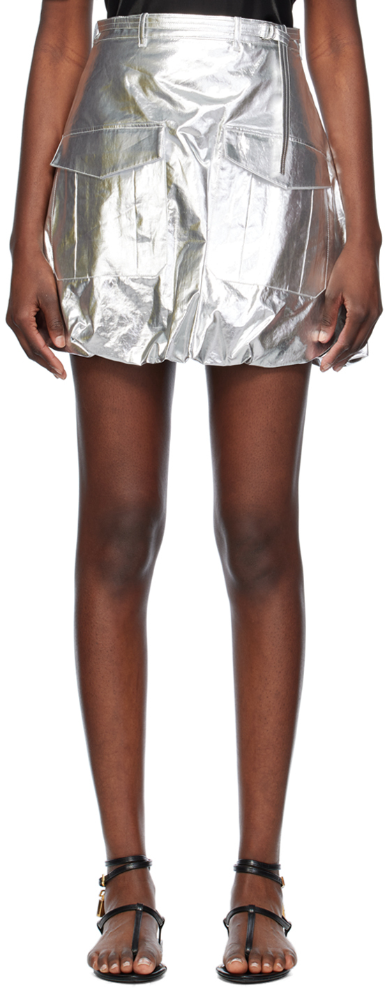 Shop Rabanne Silver Metallic Miniskirt In 040 Silver