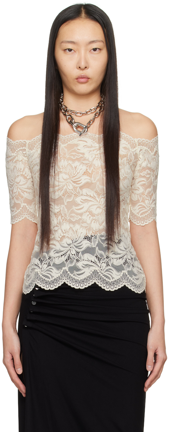 Rabanne Off-white Off-the-shoulder Blouse In P105 Ivory