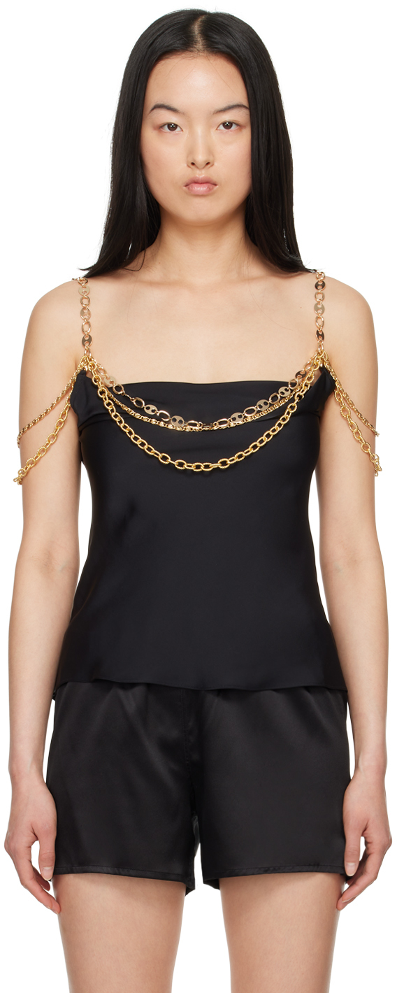 Rabanne Chain-embellished Satin-twill Top In P001 Black