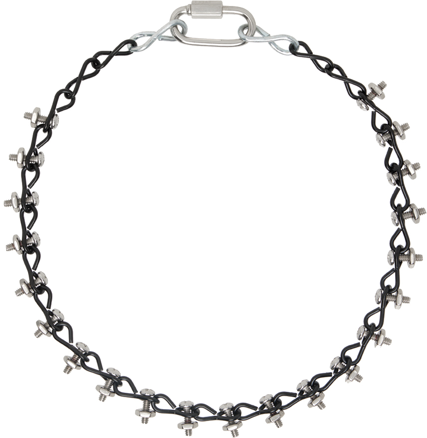 SSENSE Exclusive Silver & Black #14 Necklace
