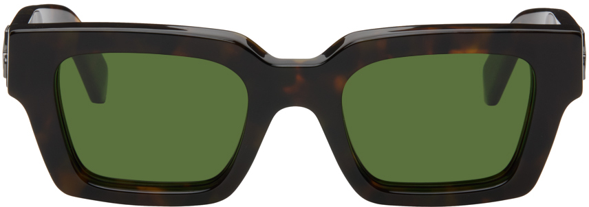 Shop Off-white Brown Virgil Sunglasses In Havana Green