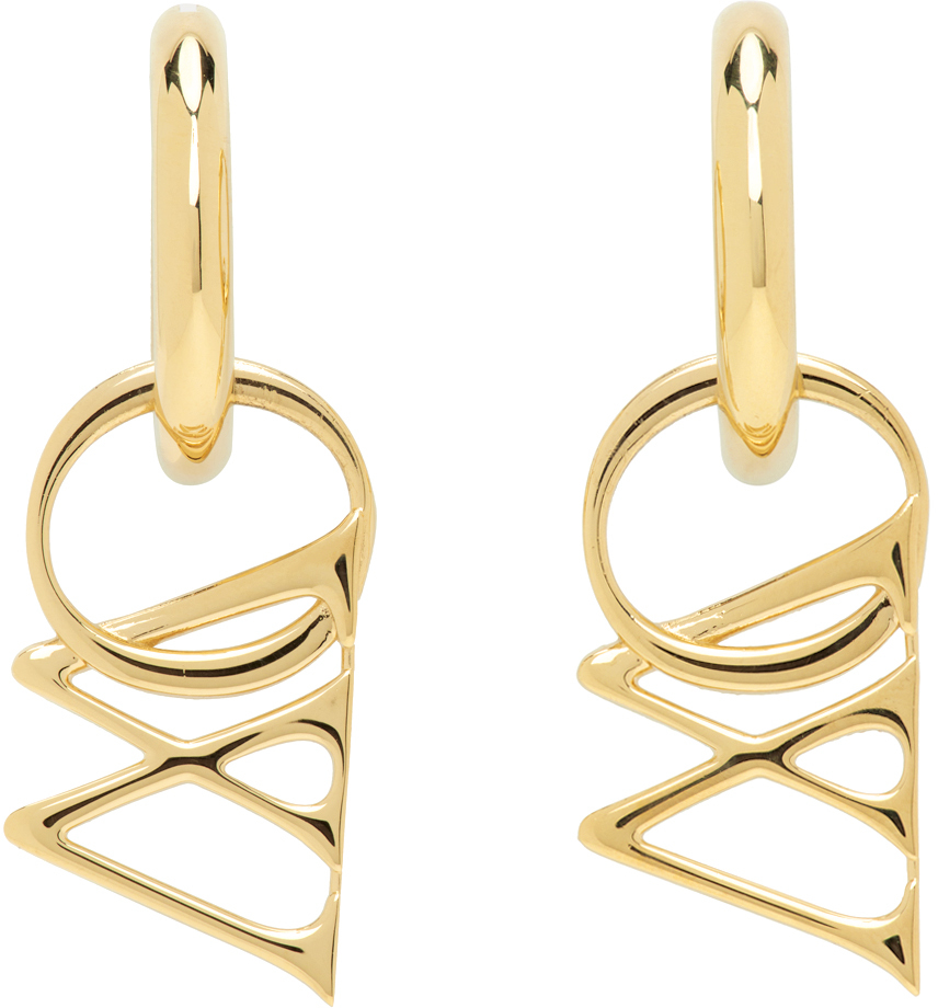 Gold 'OW' Hoop Earrings