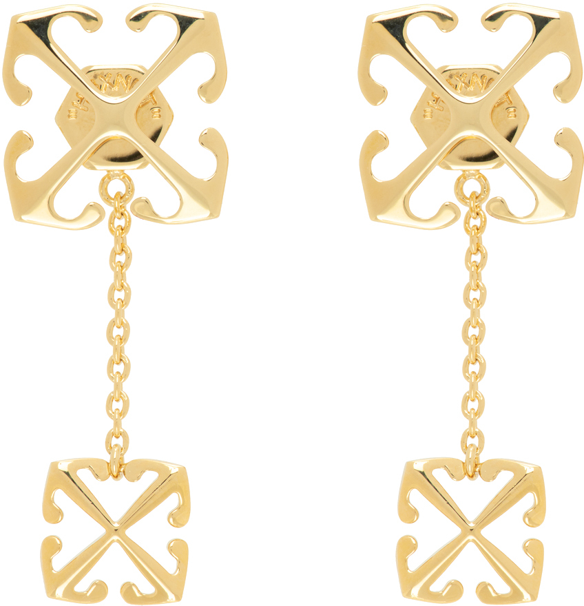 Off-white Gold Double Arrow Earrings