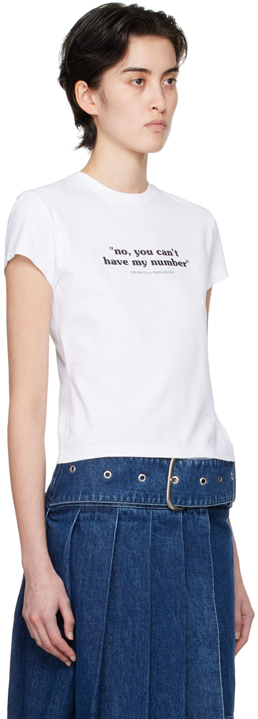 Off-white White Printed T-shirt In White Black