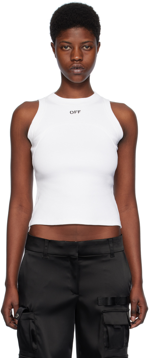 White 'Off' Stamp Tank Top