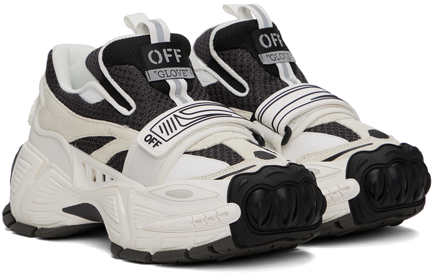 Off-white Glove Mesh Slip-on Runner Sneakers In White Black