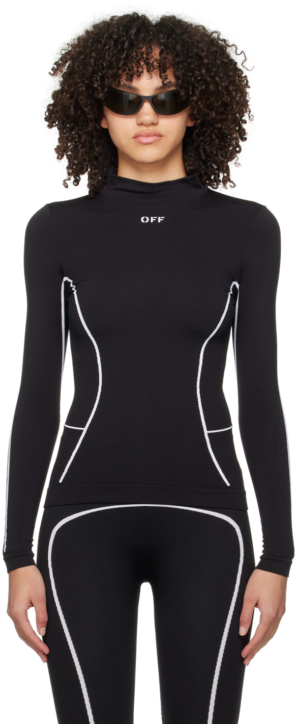 Off-White Black Seamless Long Sleeve Top
