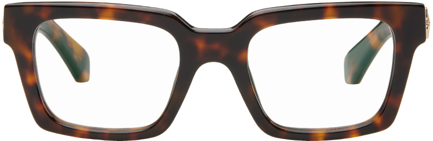 Shop Off-white Brown Optical Style 72 Glasses In Havana Blue Block