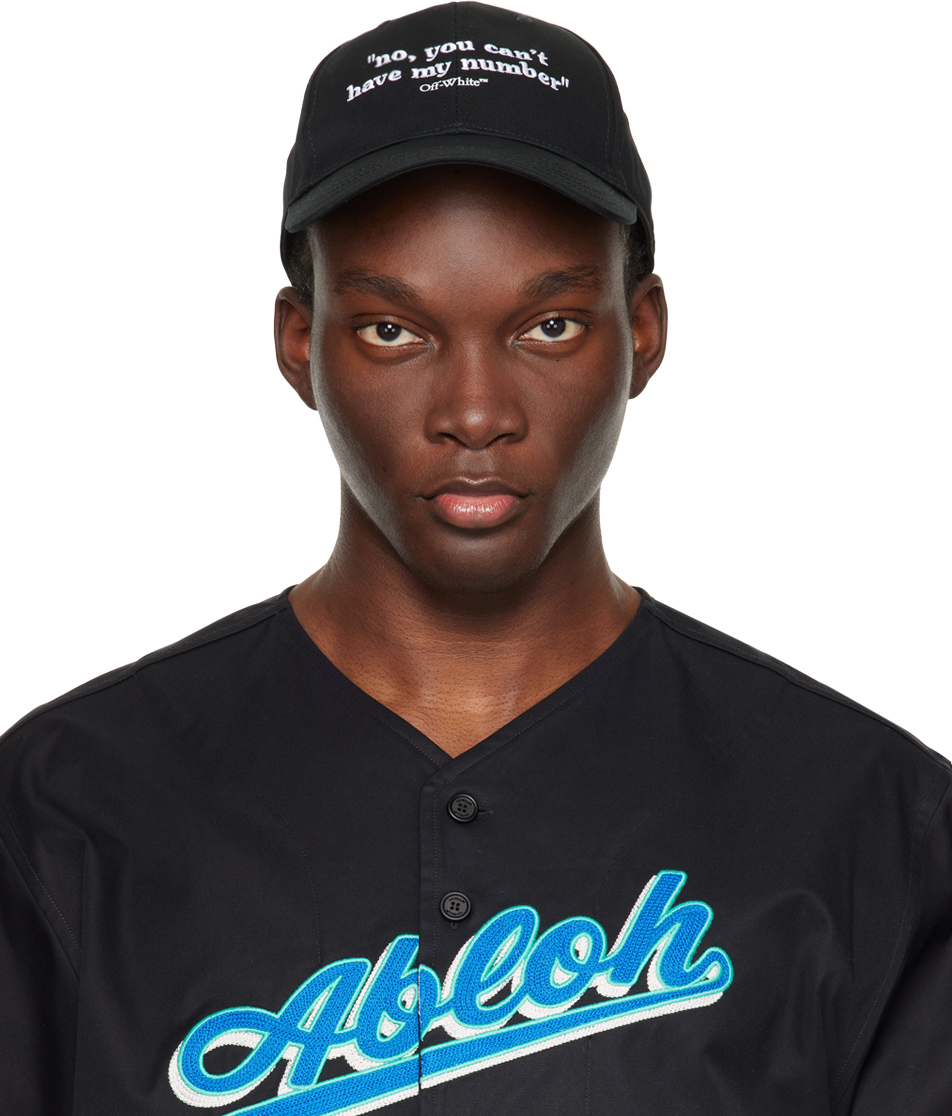 Off-white Black Quotes Baseball Cap In Black White