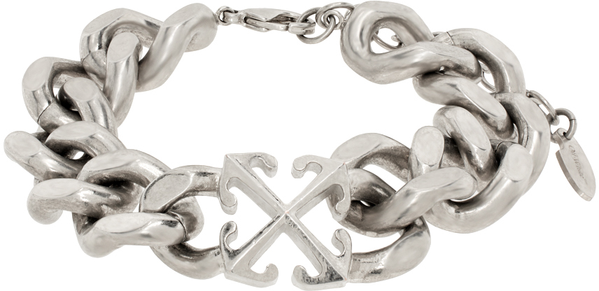Shop Off-white Silver Arrow Chain Bracelet In Silver No