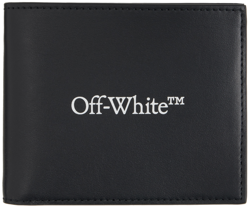 Off-white Off White Man Black Leather Wallet In Black White