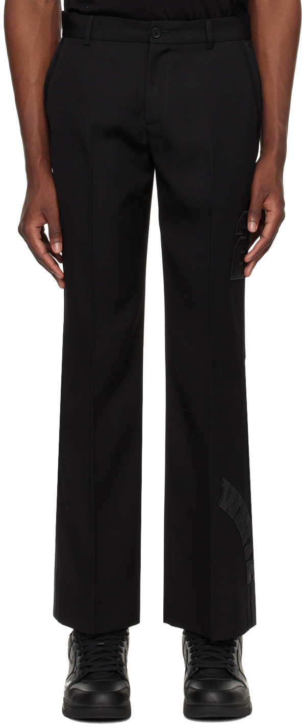 Shop Off-white Black Formal Varsity Trousers In Black Blac