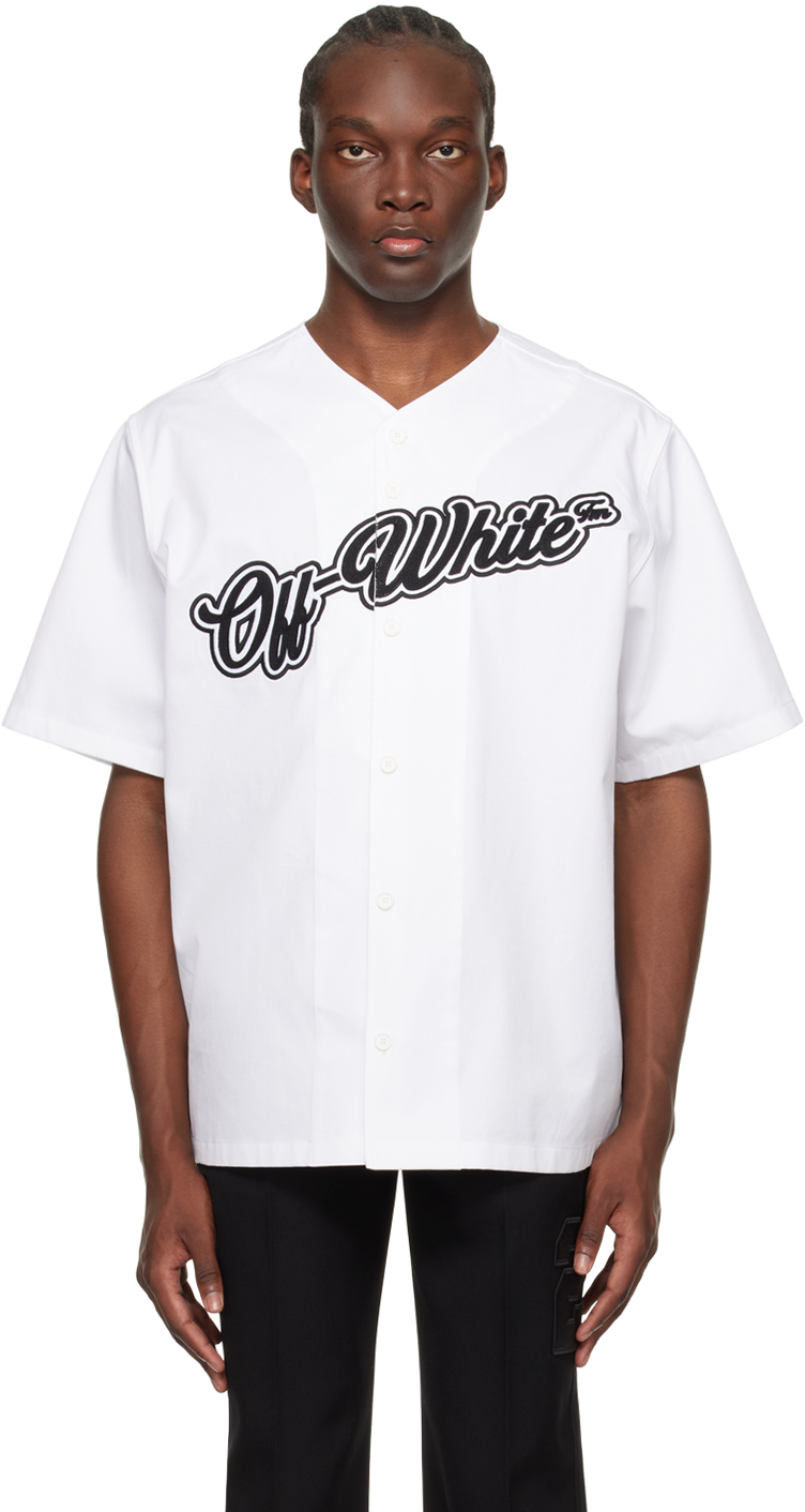 Shop Off-white White Embroidered Shirt In White Black