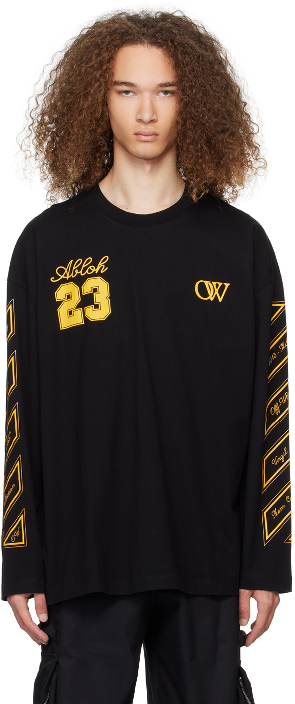 Shop Off-white Black 'ow 23' Long Sleeve T-shirt In Black Gold