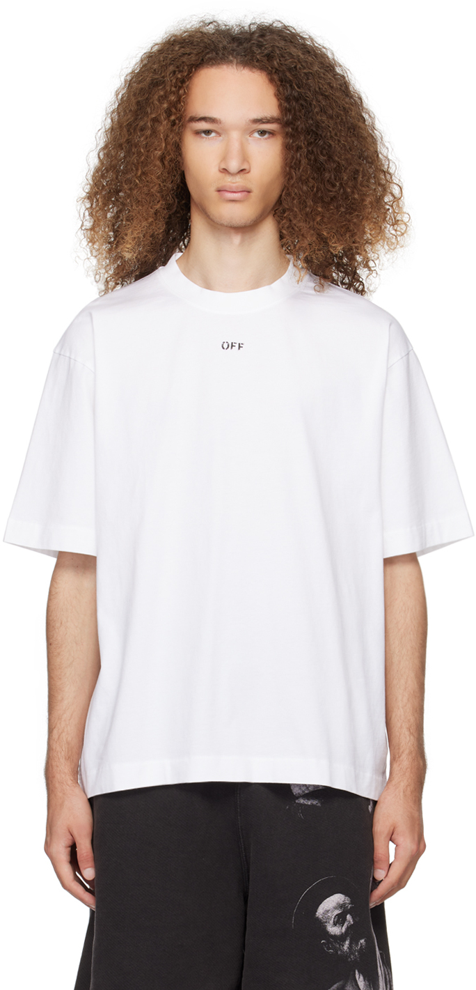 Shop Off-white White Stamp Skate T-shirt In White Black