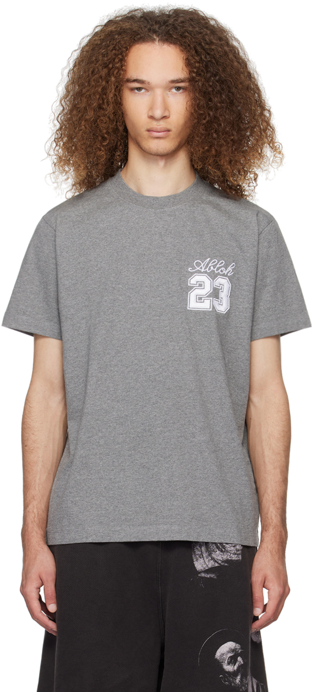 Shop Off-white Gray '23' T-shirt In Melange Grey