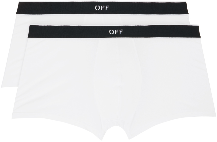 Two-Pack White Off-Stamp Boxers