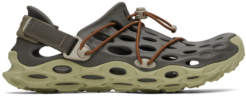 Shop Merrell 1trl Gray & Khaki Hydro Moc At Cage Sandals In Boulder
