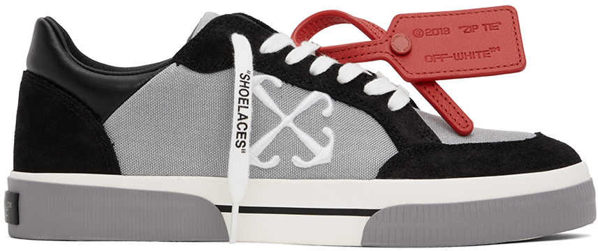 Shop Off-white Gray & Black New Low Vulcanized Sneakers In Grey Bl