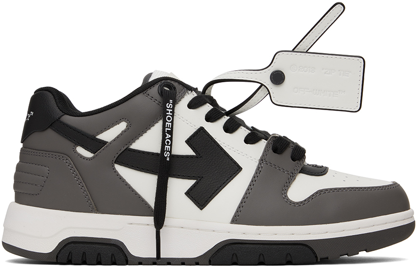 Shop Off-white Gray & White Out Of Office Sneakers In Dark Grey