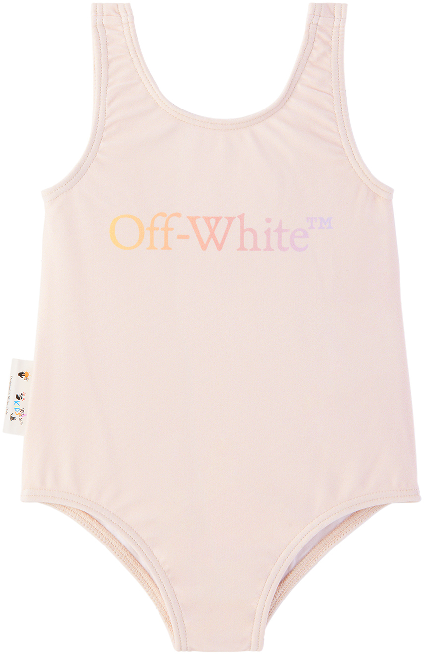 Off-White Baby Pink Rainbow One-Piece Swimsuit