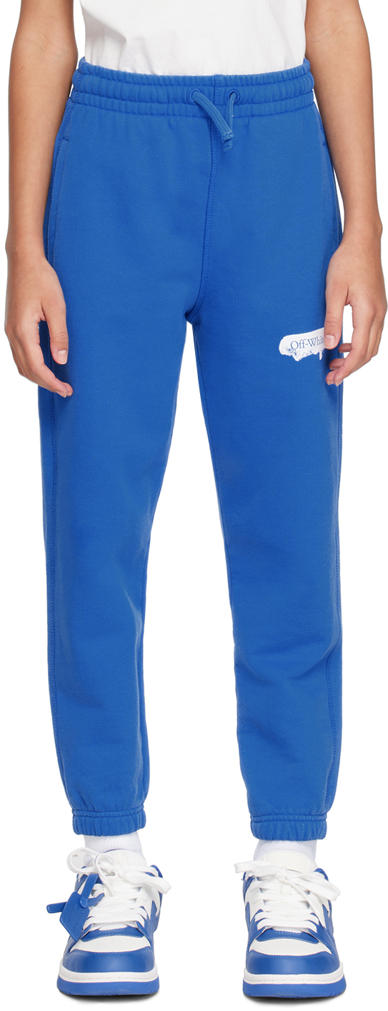 Shop Off-white Kids Blue Paint Graphic Sweatpants In Nautical Blue Wh