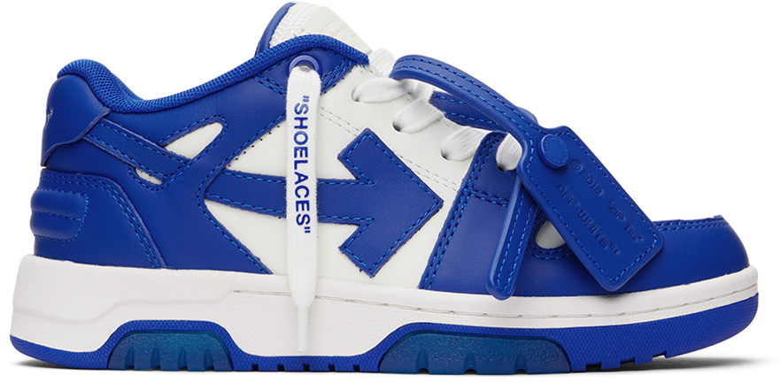 Off-white Kids White & Blue Out Of Office Sneakers In White Blue