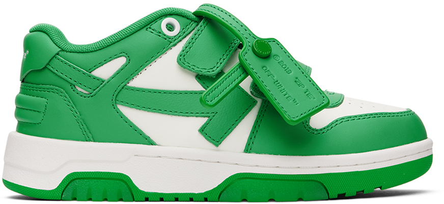 Off-white Kids Green & White Out Of Office Straps Sneakers
