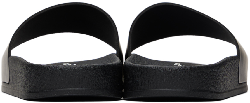 Off-white Kids Black Pool Slides In Black Green