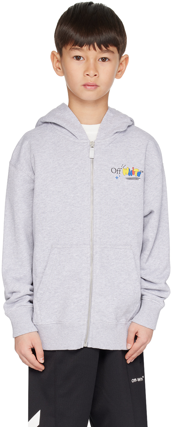 Off-White Kids OFF ROUNDED HOODIE WHITE MULTICOLOR