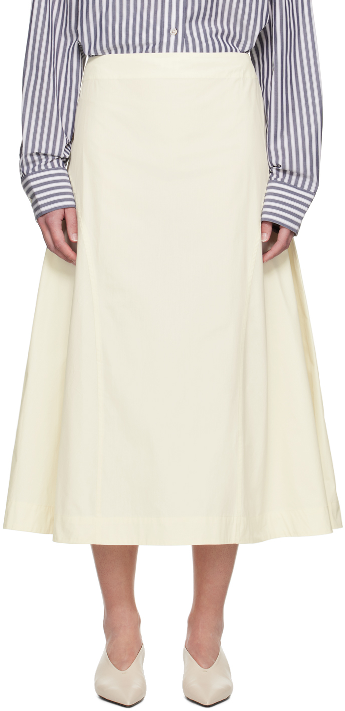 Studio Nicholson Off-white Centro Midi Skirt In Parchment