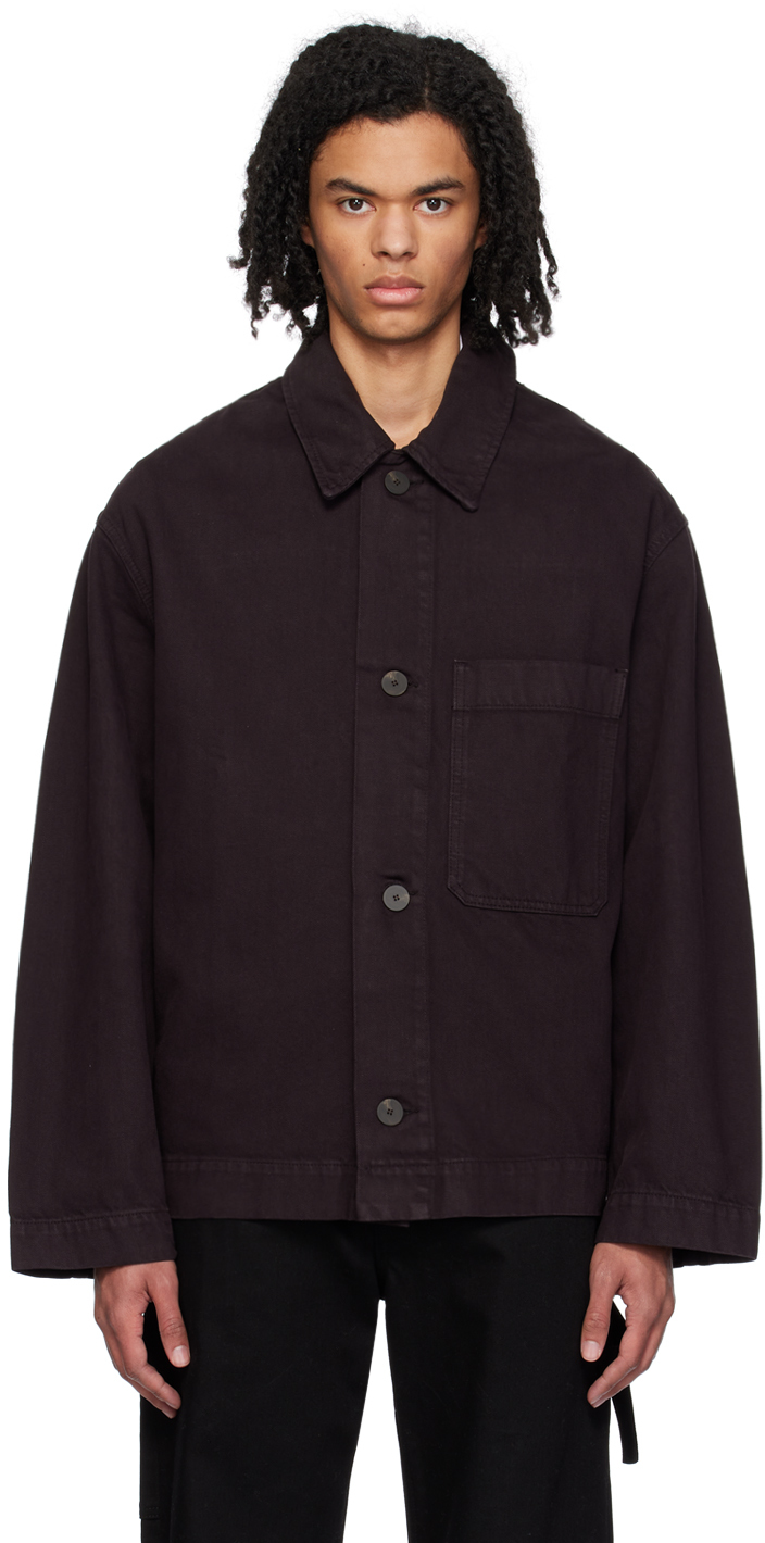 Shop Studio Nicholson Black Ease Denim Jacket In Black Grape
