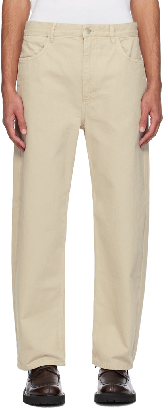 Beige Garment-Dyed Jeans