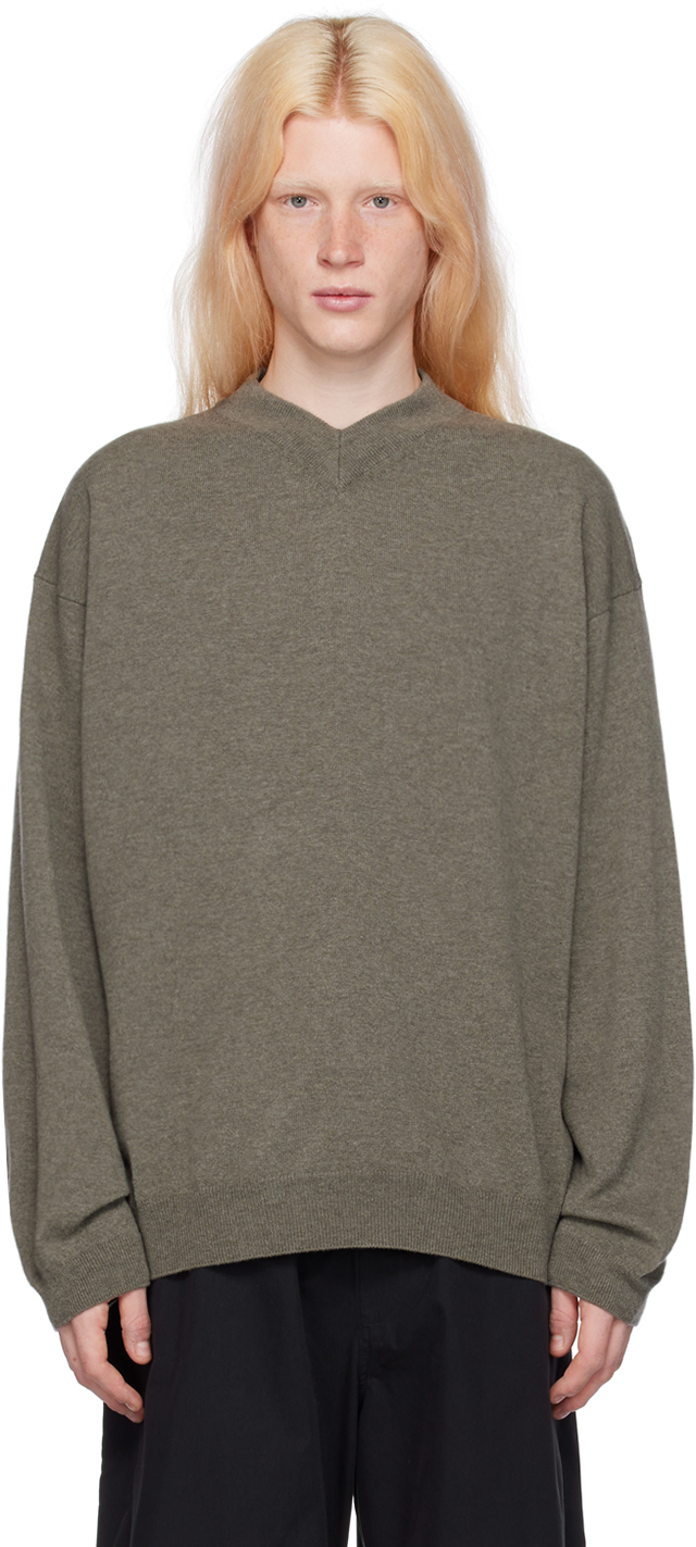 Studio Nicholson Khaki Roth Sweater In Moss