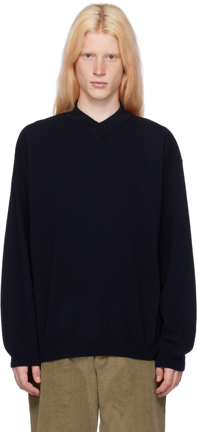 Studio Nicholson: Navy Roth Sweater | SSENSE Canada