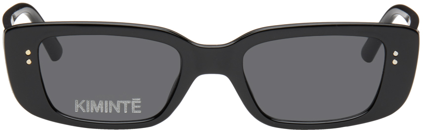 Black One Logo Slim Sunglasses by KIMHĒKIM on Sale