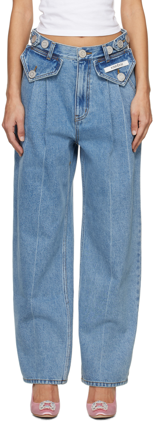 Blue Two-Pocket Jeans by KIMHĒKIM on Sale